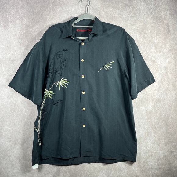 Bamboo Clay Hawaiian Camp Shirt Mens Medium Black Summer Beach Tropical Beach - Picture 1 of 9